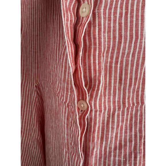 Lauren Ralph Lauren Striped Tie-Front Linen Shirt Red White Women's Plus Size 3X - Picture 6 of 10